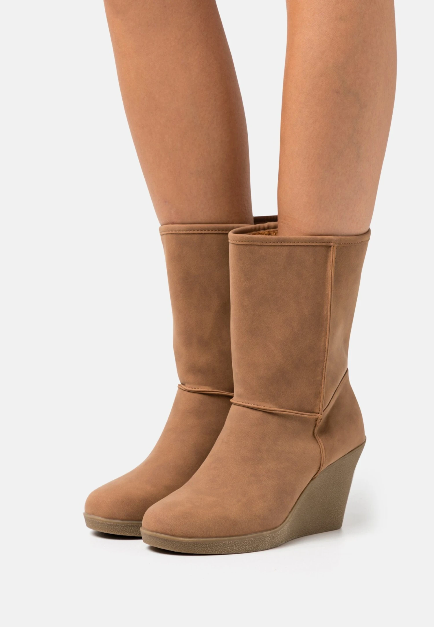 Anna Field Winter Boot - Enkellaarsjes Met Sleehak - Cognac 3 Anna Field Winter Boot - Enkellaarsjes Met Sleehak - Cognac