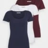 Anna Field 3 Pack - T-Shirt Basic - Dark Red/Dark Blue/White -Anna Field 79b914b97e764c60be392bd7e01017d1